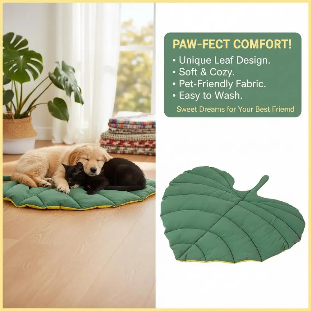 Cat Bed Mat Leaf Shape Pet Blanket Soft Puppy Sleeping Pad Washable Non-Slip Room Decor Floor Rug for Dogs Cats Pet Supplies