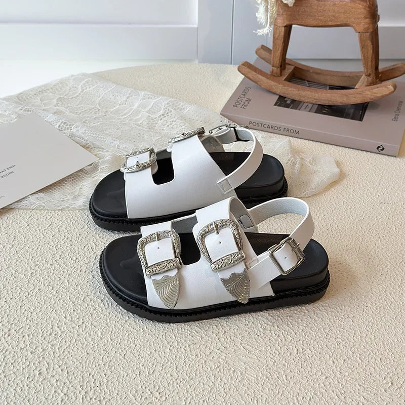 Children Sandals for Girls 2025 Summer New Fashion Korean Style Soft Bottom Anti-slippery Versatile Princess Outside Beach Shoes