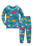 Kids Pajama Set 100% Cotton Soft Dinosaur Print Loungewear Long Sleeve Pjs Sleepwear for Toddler Boys Girls Age 1-8 Years