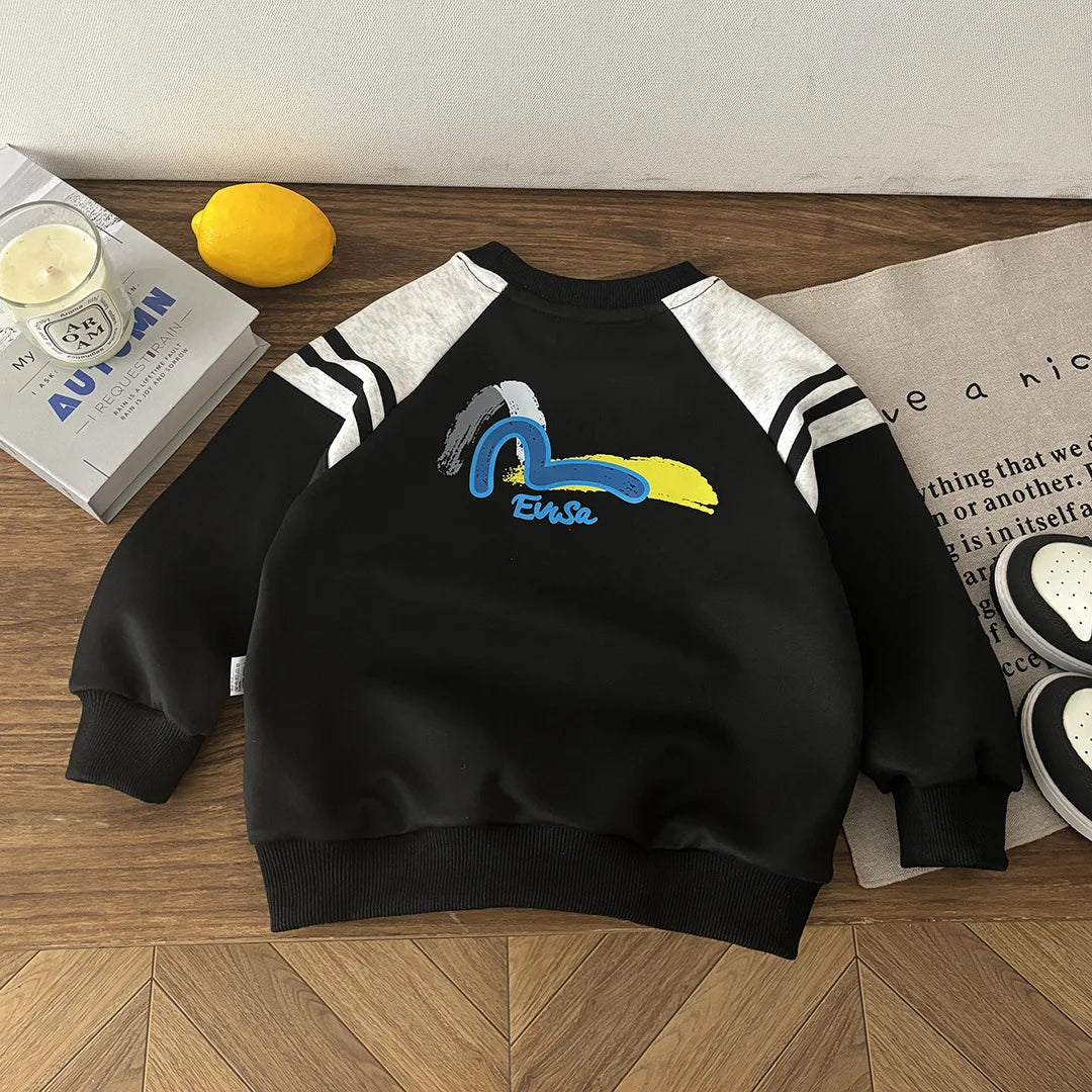 Kids Sweatshirt 2026 Autumn New Arrival For Boys and Girls Color Block Korean Style Sport Outwear Children's Casual Shirts