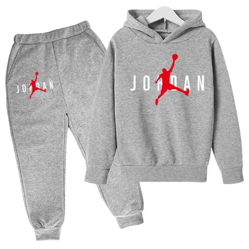 Kids Clothes Hoodie Basketball Letters Pullover Boy Girl 3-12Years Blue Sweatshirt+Black Pants Charming Leisure Brand Sports Set