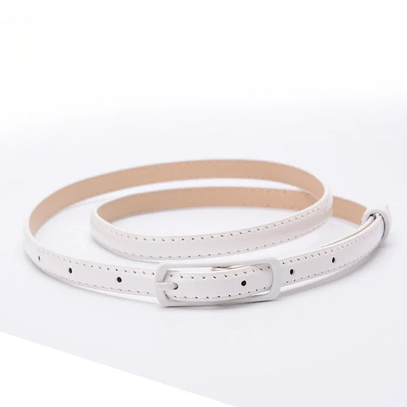 Children Candy Color Belts 1.2cm Super-thin PU Waistbands Simple Solid Color Casual Belts Girl Apparel Accessories