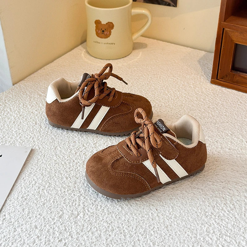 Children's Sneakers Four Seasons Models 2-16 Years Old Red Boys Girls De Training Shoes Brown Soft Non-slip Kids Single Shoes