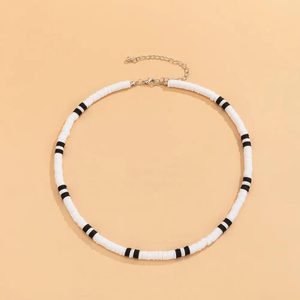 Men Necklace Black White Bicolor Retro Beaded Casual Bohemia Clavicle Necklace Fashion Jewelry For Neck Collar Trendy Girl Gift