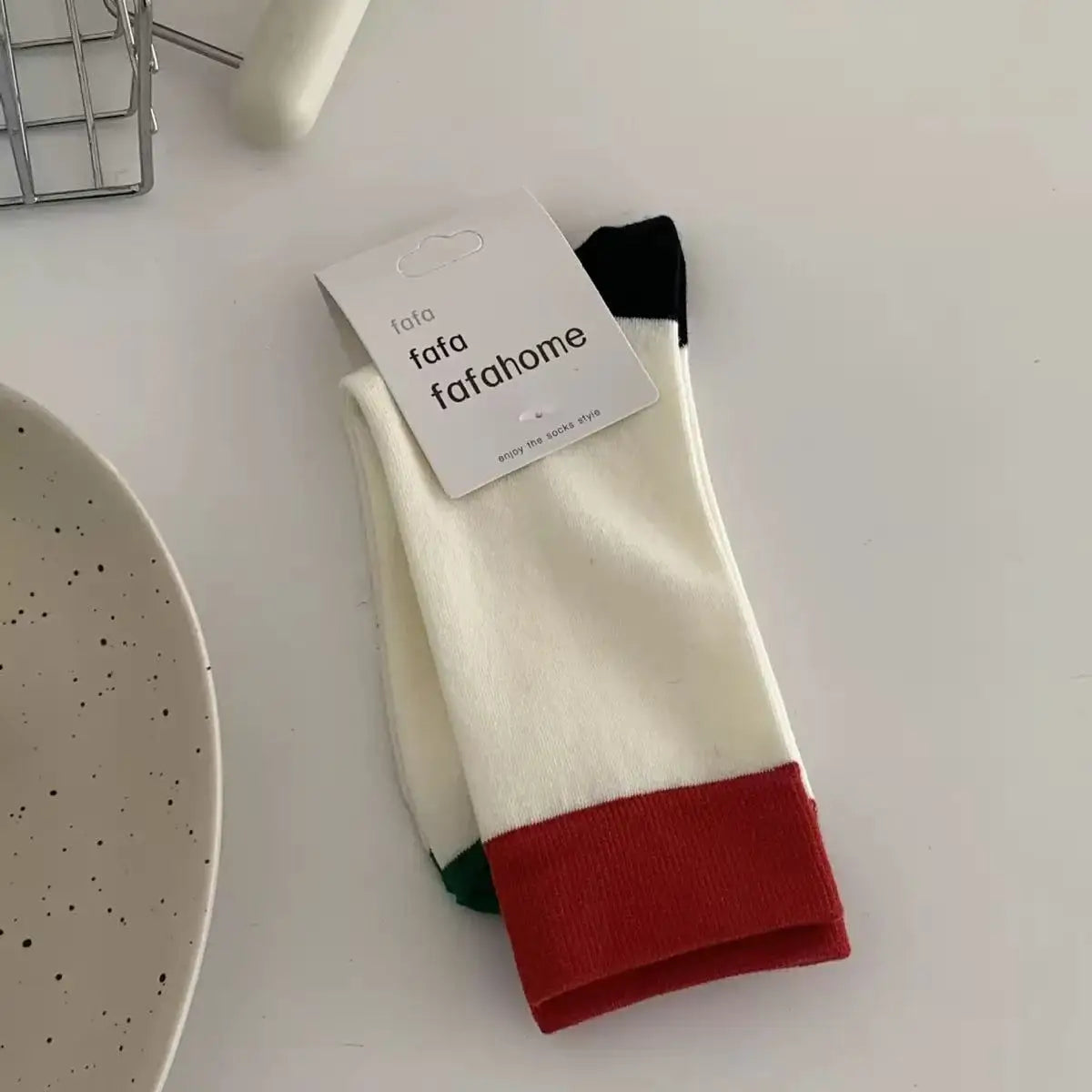 New women's socks for spring and summer in Ins, Dongdaemun, South Korea, with colorful stripes and color blocking throughout the