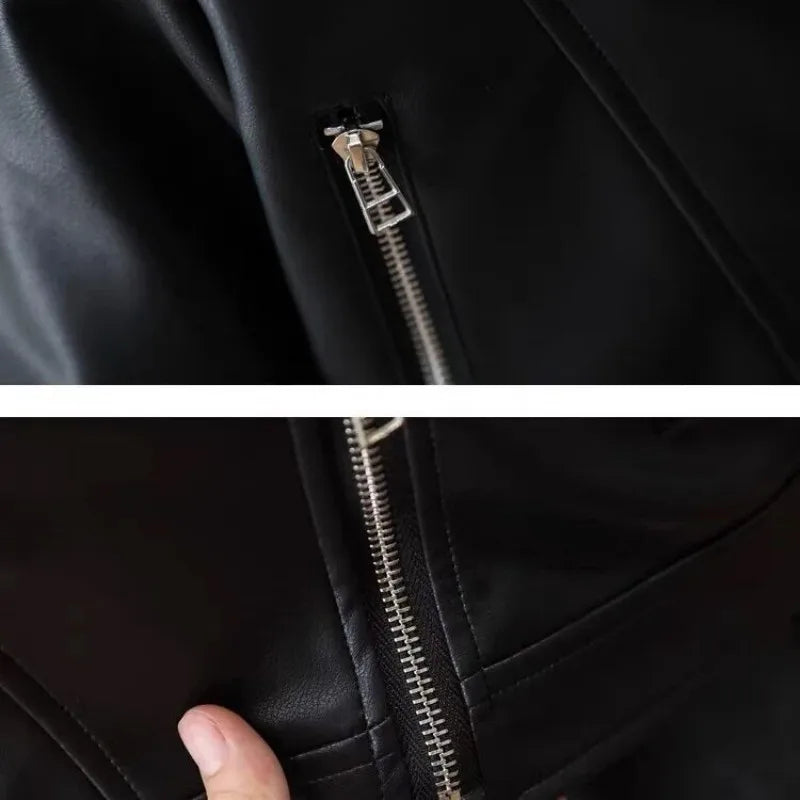 Boys Pu Leather Jackets Spring Autumn Children Handsome Outerwear Kids Zipper Trends Coats Baby Classics Clothes 2-8 Years