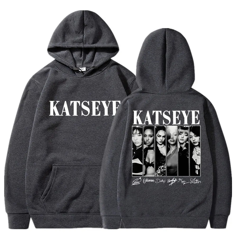 Limted Kpop Katseye Print Hoodies Vintage Trendy Men Women Y2k Hoody Sweatshirt Fleece Oversized Tracksuit Streetwear Fans Gifts