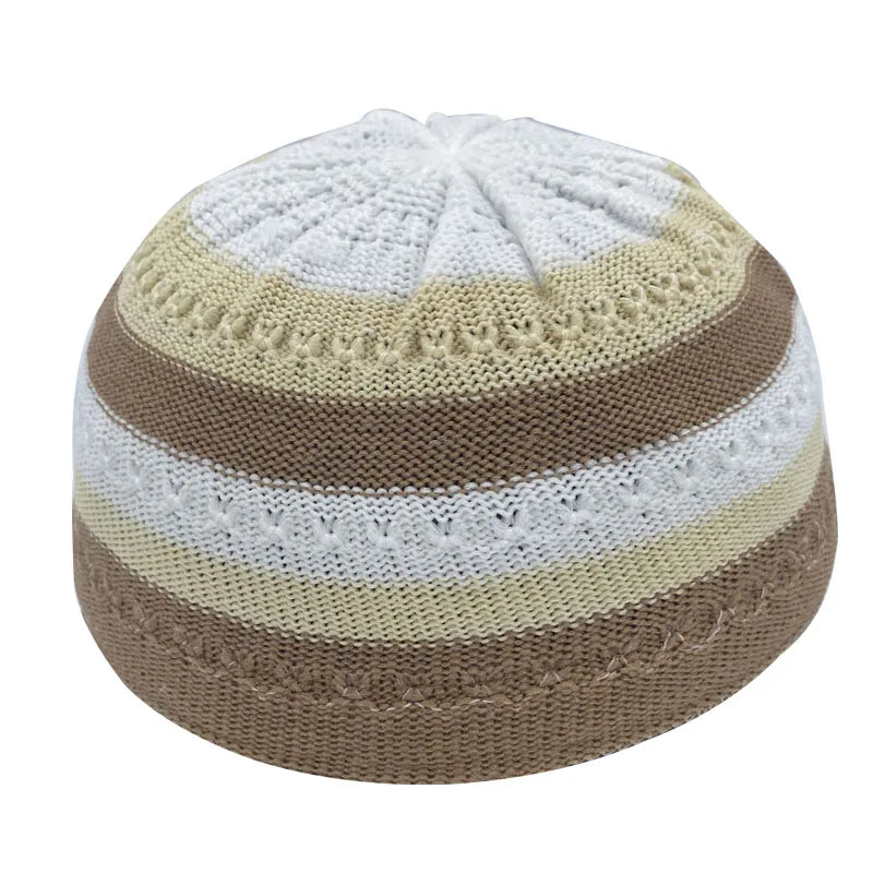 Muslim Hats for Men Knitted Prayer Hat Islamic Ramadan Jewish Kippah Homme Hat Men's Turban Bonnet Cotton Skull Beanie Cap