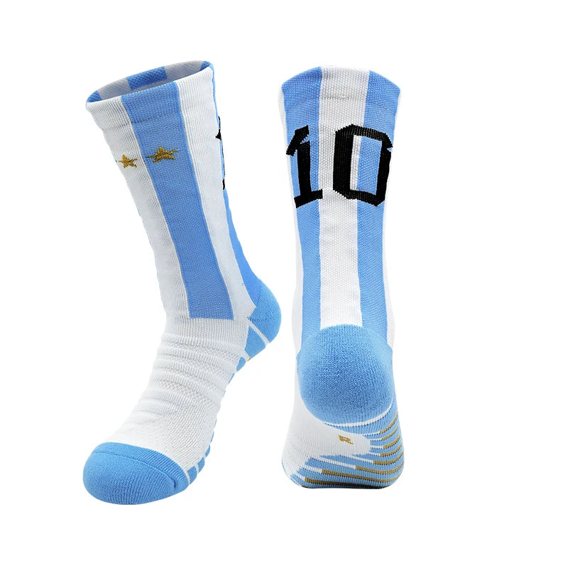 Kids Soccer Socks Number 10# Star 7# Mid-tube Boys Cycling Socks Outdoor Towel Bottom Fashion Men's Sport Football Short Socks