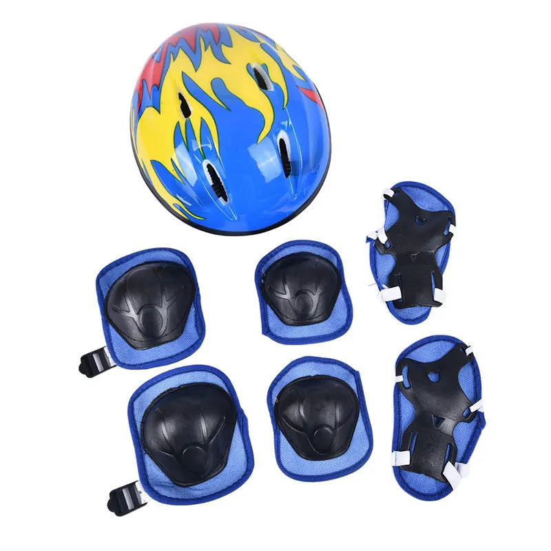 Children's Sports Bicycle Helmet Riding Balance Sliding Bike Hat Protective Set 7-piece Equipment