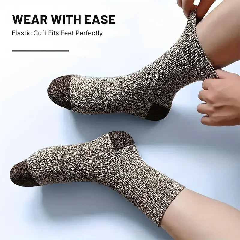 5 Pairs Merino Wool Socks for Man Women , Super Thick Hiking Sock Men's Thermal Socks for Cold Weather Men Woman Snow Socks