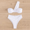 Brown One Shoulder Bikini High Waist Sexy Swimsuit Women 2026 Solid Swimwears Bathing Suit Bandeau Bikinis Sets De Mujer Biquini
