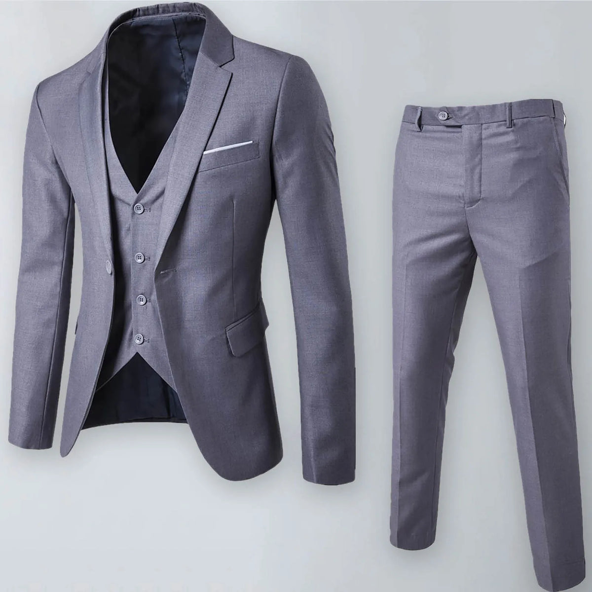 Luxury 2 piece men s wedding suit fashion men s slim solid color business office suit sets large size men pants
