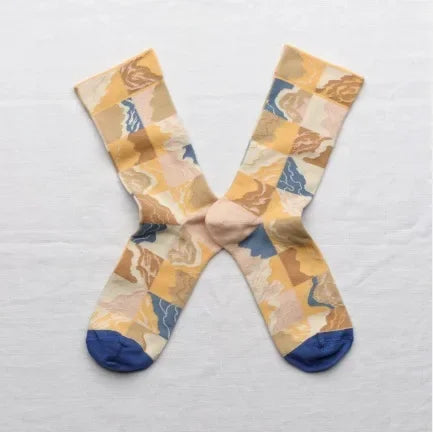 Trendy and Personalized Men Socks Hip Hop Oil Painting Abstract Sock Mouth Letter Embroidery Autumn Mid Tube Socks Women носки