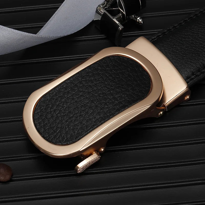 3.5CM multicolor Men Belts Automatic Buckle Belt Genune Leather High Quality Belts For Men Leather Strap Casual Buises for Jeans