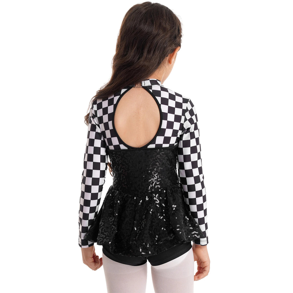 Kids Girls Race Car Driver Costume Child Racer Long Sleeve Sequins Tutu Dress Halloween Cosplay Party Carnival Fancy Dress Up