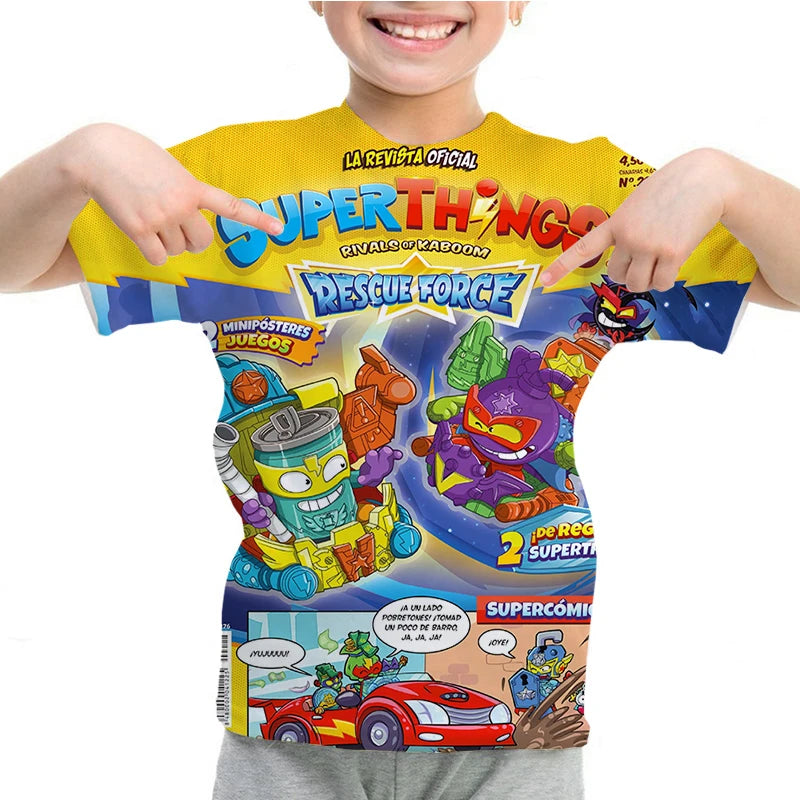 Men Kid Tee Top Boys Girls  Adults Children Parent Child quick dry Tshirts SuperThings Legends Printed Casual O-neck Top Gift