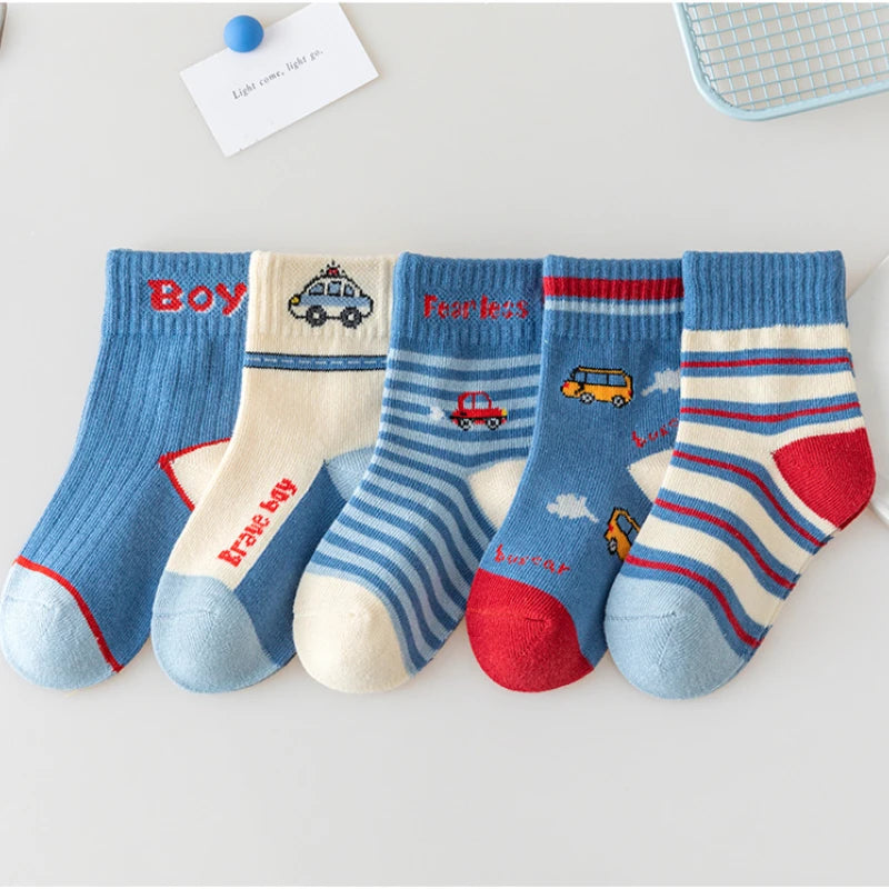 5 Pairs Baby Children's Socks Cartoon Spring Autumn Animal Kids Sock Girls Cute Boy Toddler Socks 1-12 Years