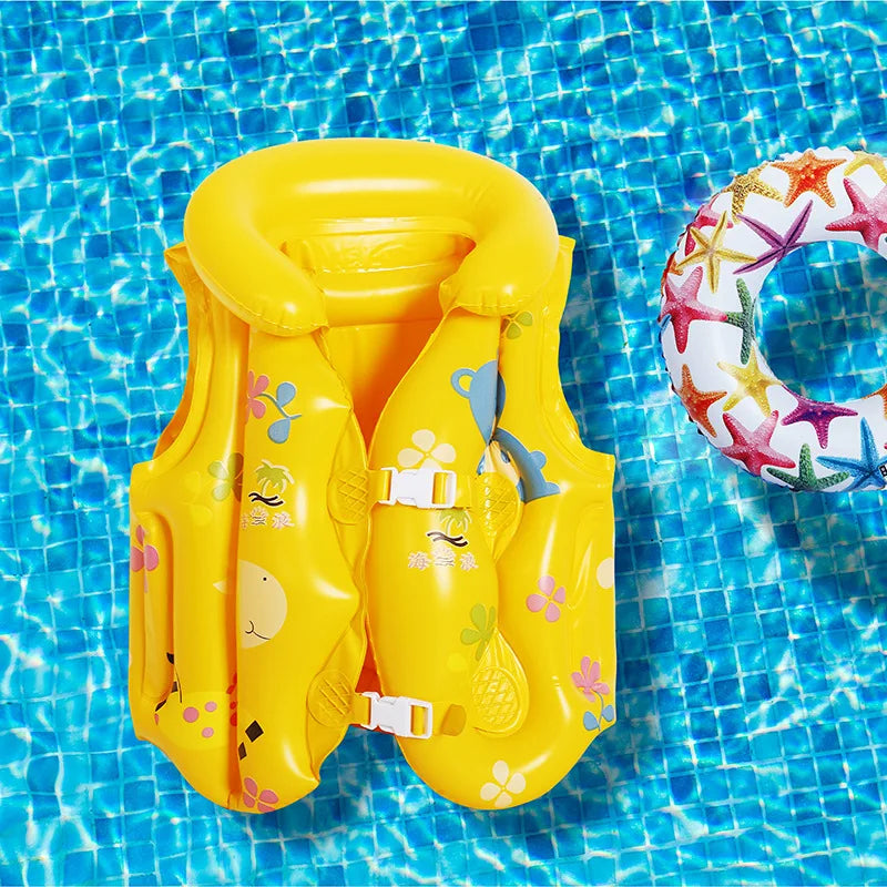 Children's Swimming Flotation Vest Inflatable Swimwear Adjustable Waistband Water Sports Swim Pool Swimsuit for Kids Boys Girls