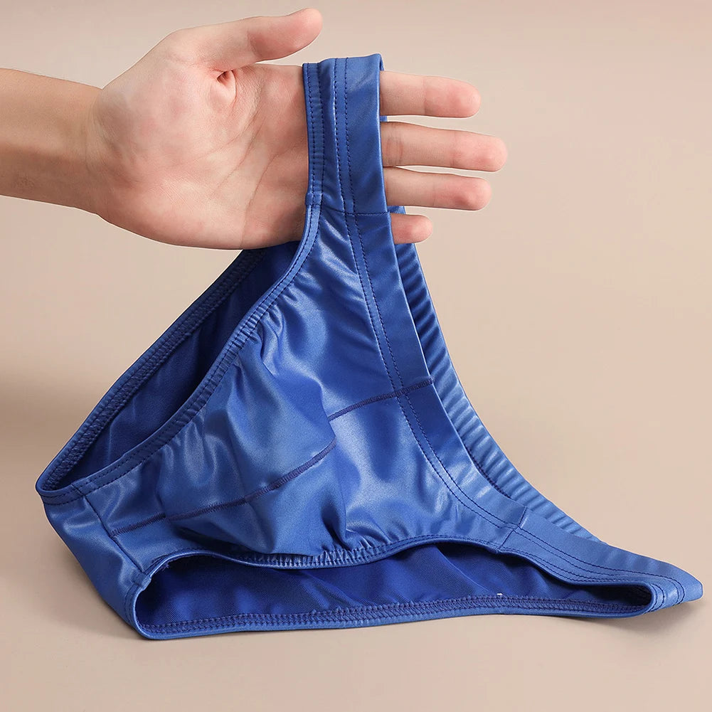 Men's Briefs Faux Leather  Underwear Briefs Low Waist Lingerie Panties Sexy And Comfortable Minimalist Triangle Pants