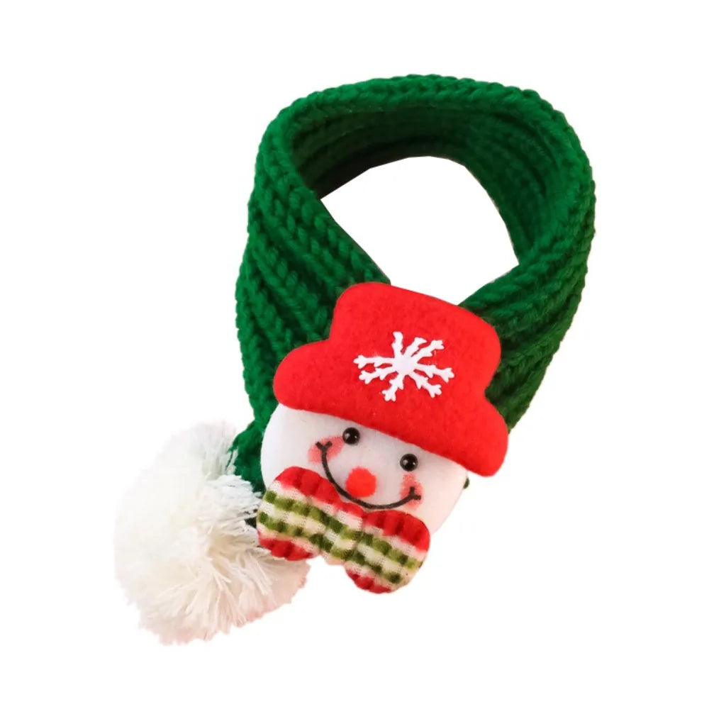 Pet Grooming Accessories Elk Puppy Kitten Christmas Scarf Snowman Cartoon Pet Warm Knitted Scarf Thicker Fleece Cat Scarf Autumn