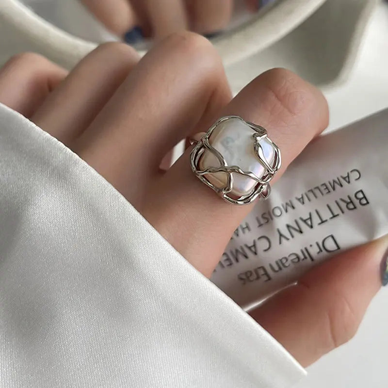 Silver Rings for Women Vintage Wedding Trendy Fine Jewelry Large big hug diamond Adjustable Antique Rings Anillos