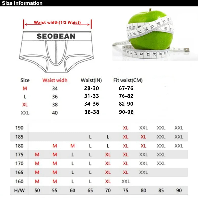 Daily Homewear Sleeping Pajamas for Men Casual Shorts Aro Pant Mid Rise U Convex Pouch Boxer Briefs Cotton Breathable Underpants