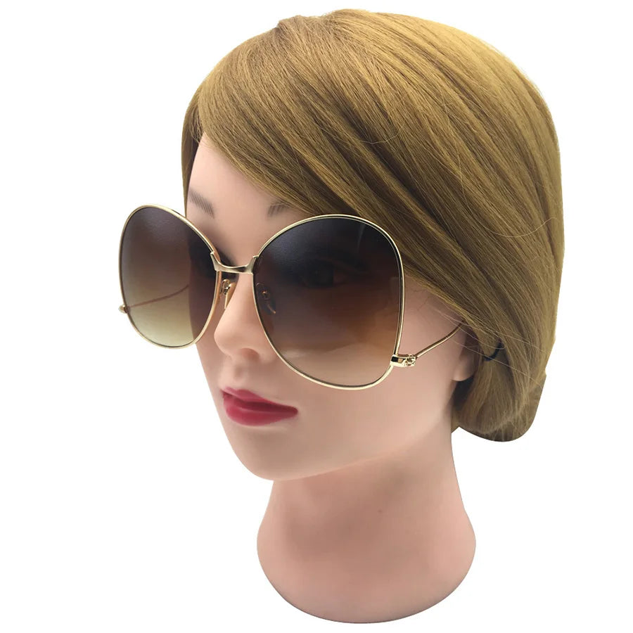 Sunglasses Women Oversize Luxury Brand Design Arm Retro Travel Drive Oval Frame Vintage Sun Glasses Female Clear Lens Glasses