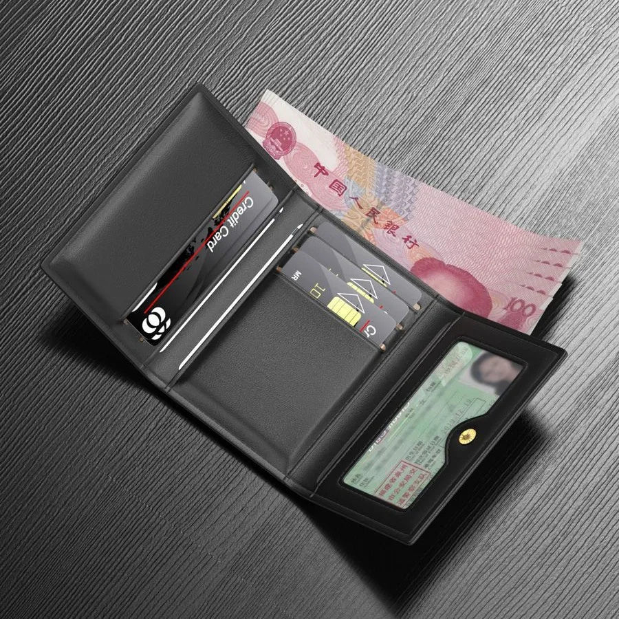 Men'S Billfold Wallet Minimalist Multi-Slot Card Holder Coin Purse Ultra-Slim Compact Wallet For Gift Business Meeting Daily