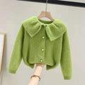 2025 New Spring/Fall Kids Korean Style Lightweight Mink Cashmere Sweater Cardigan for Girls - Stylish Thin Knit Jacket