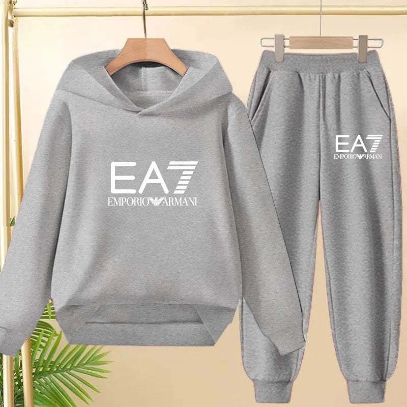 Kids Autumn Winter Hoodie  Letter Print Clothing Casual Top+Trousers 2PBoy Girl 3-12Yrs Child Gift Brand Sports Coat Jogging Set