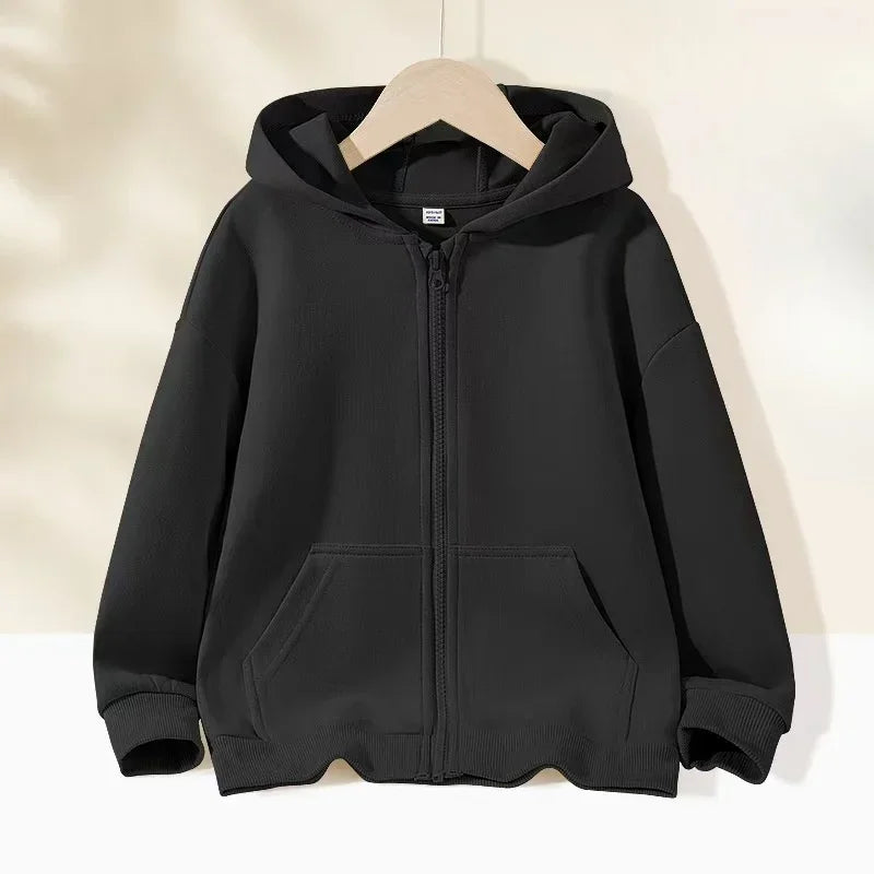 Boys Hooded Sweatshirt Jacket Zipper Casual Cardigan Sportswear Top for Kids Teenager Spring Autumn Clothing Baby
