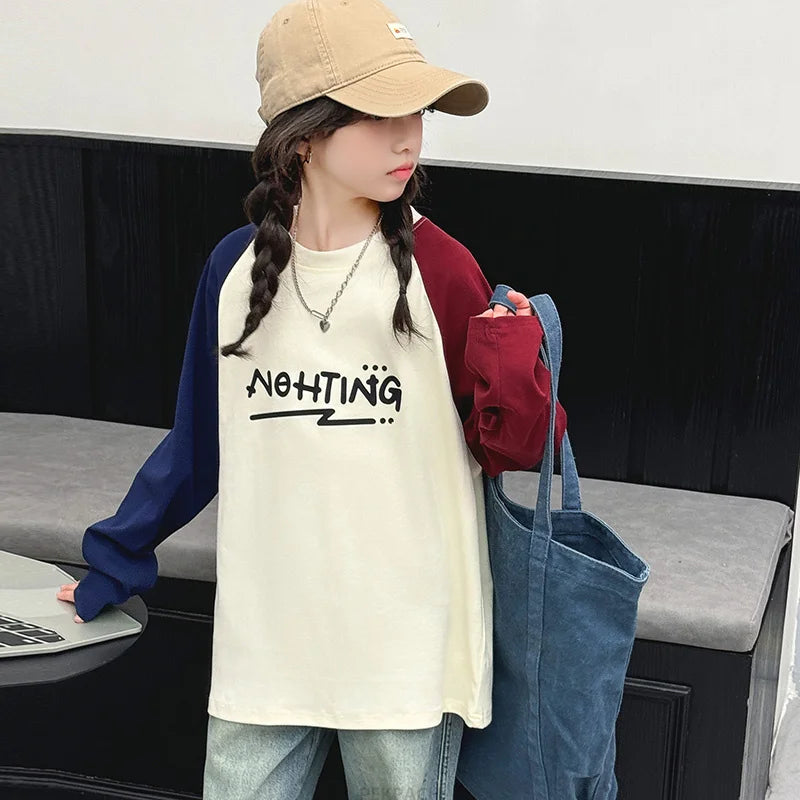 Children Sweatshirt for Girls New Spring Fall Clothes Cute Cartoon Pattern Pullover Loose Top Kids Korean Polo Sweatshirts 5-14Y
