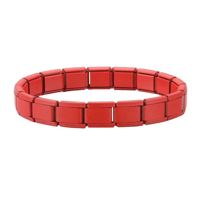 Men's Women's Jewelry DIY 9MM Width Italian Elastic Charm Bracelets Gold Silver Solid Color Stainless Steel Fashion Bangle Basic