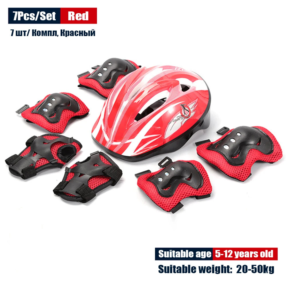 Kids Rollerblading Protective Gear Set Helmet Protector Knee Elbow Wrist Pads Boy Girl Bike Skateboard Skiing Scooter Sports