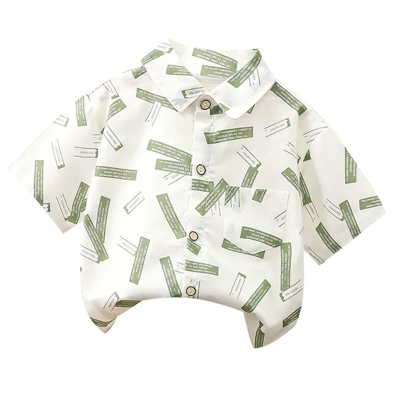 Fashion Colorful Boys Shirts Toddler Kids Tops Teenager Summer Outfits Children's Clothes