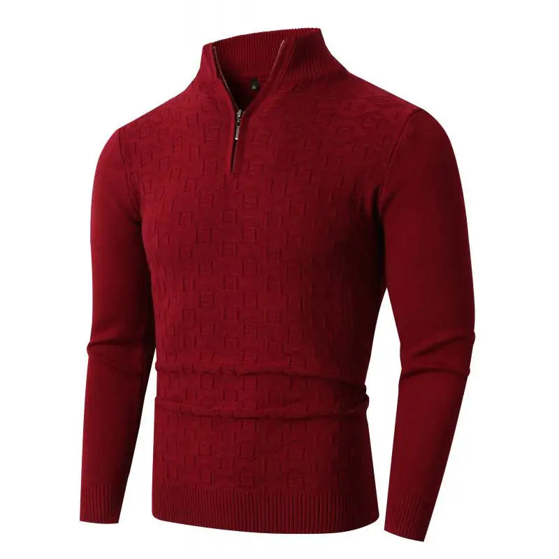 plus Size Men's Cable Knitted Jumper Funnel Neck Warm Pullover Half Zip Sweater Casual Streetwear for Winter And Autumn
