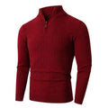 plus Size Men's Cable Knitted Jumper Funnel Neck Warm Pullover Half Zip Sweater Casual Streetwear for Winter And Autumn