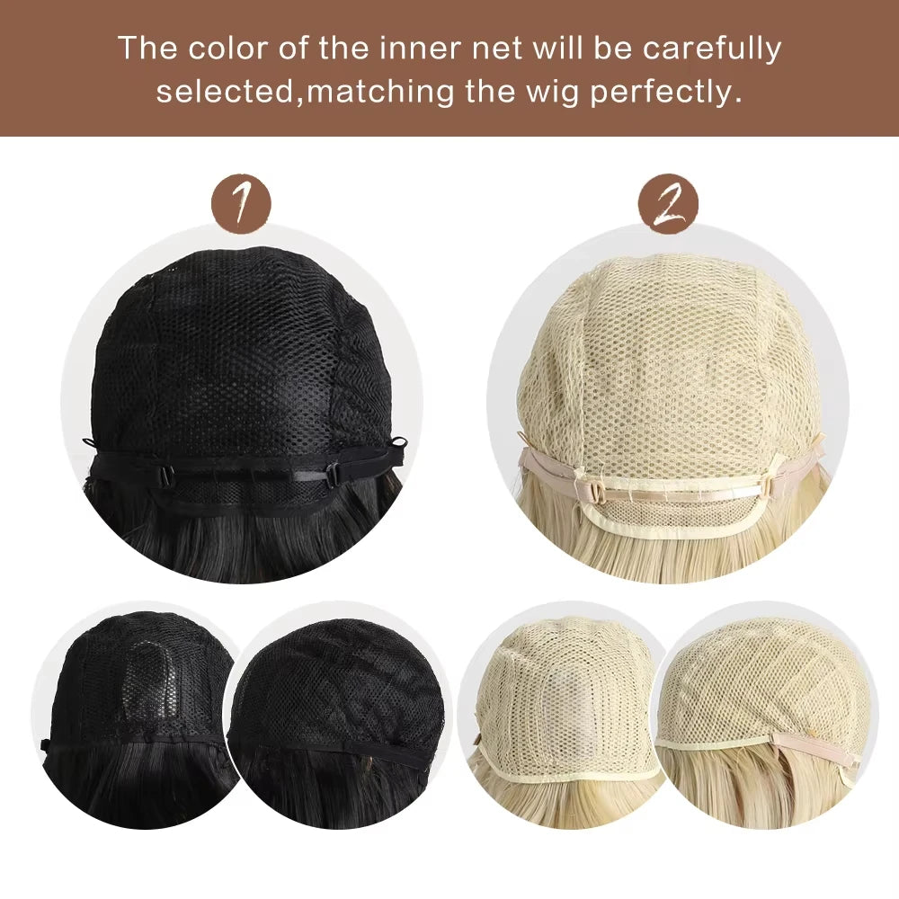 Wig female wine red long straight hair comic fringe temperament repair face synthetic fiber high temperature silk wig head cover