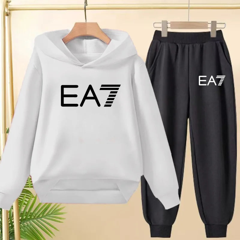 Kids Autumn Winter Hoodie  Letter Print Clothing Casual Top+Trousers 2PBoy Girl 3-12Yrs Child Gift Brand Sports Coat Jogging Set