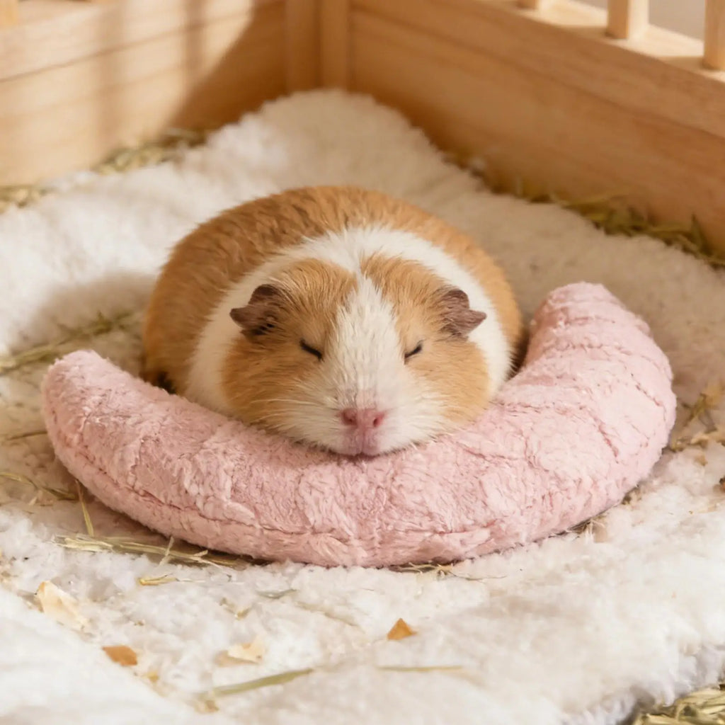 Pet Neck Pillow Moon Shape Plush Soft Bedding  Pillow For Small Animal Hamster Ferret Bunny Cage Sleeping Pet Supplies