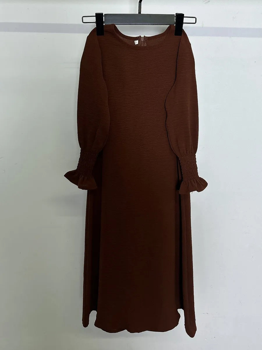 Muslim Kids Girl Dubai Abaya Ruffle Solid Long Dress Modest Ramadan Robe Kaftan Femme Musulmane Islamic Clothing African Dresses