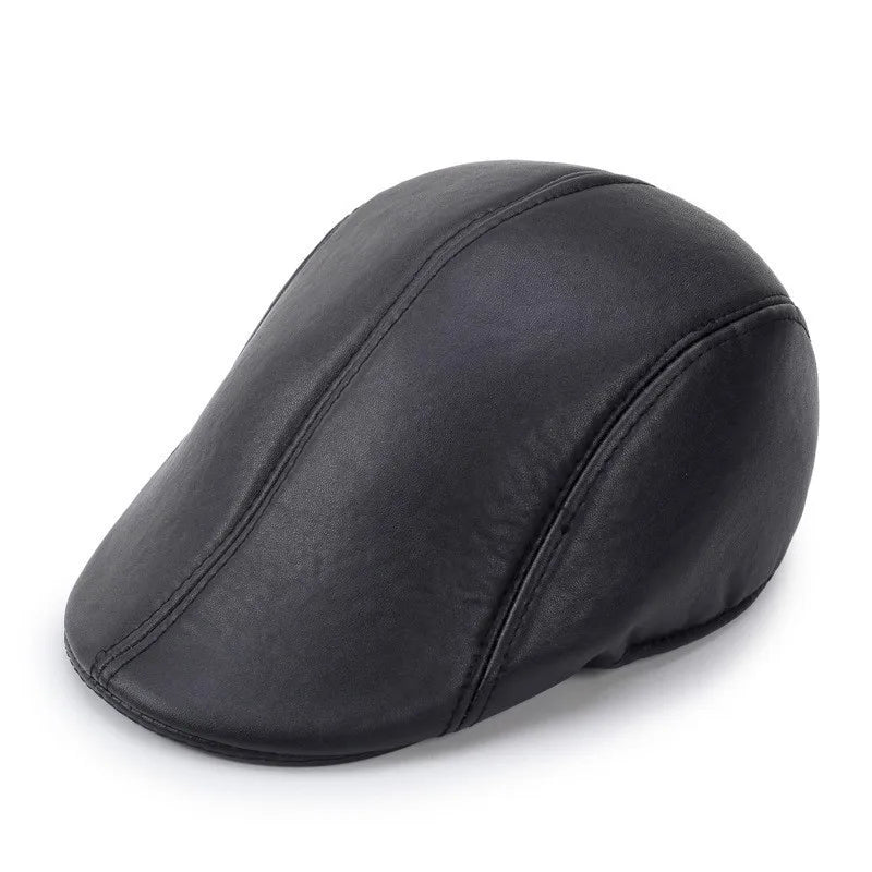 Beret hats for men, wholesale of leather fedora hats for middle-aged and elderly people, winter leather forward hats for both me