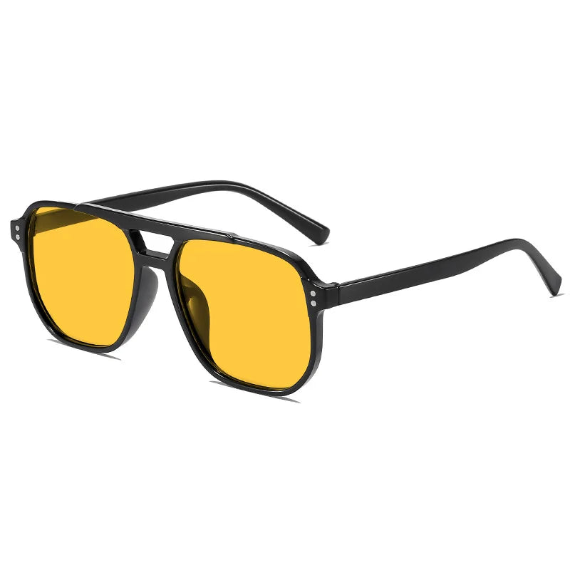 Women Men Square Sun Glasses Retro Polygon Sunglasses Female Black Vintage Fashion Ladies Oculos De Sol Double Beam Eyeglasses