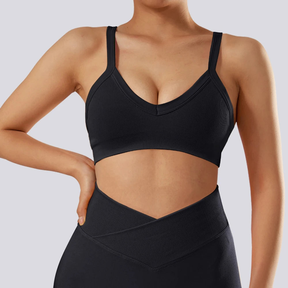 Backless Sportswear Woman Gym Sports Bra Seamless Underwear Woman  Inner Padded Yoga Vest Bralette Push Up Yoga Bra Female