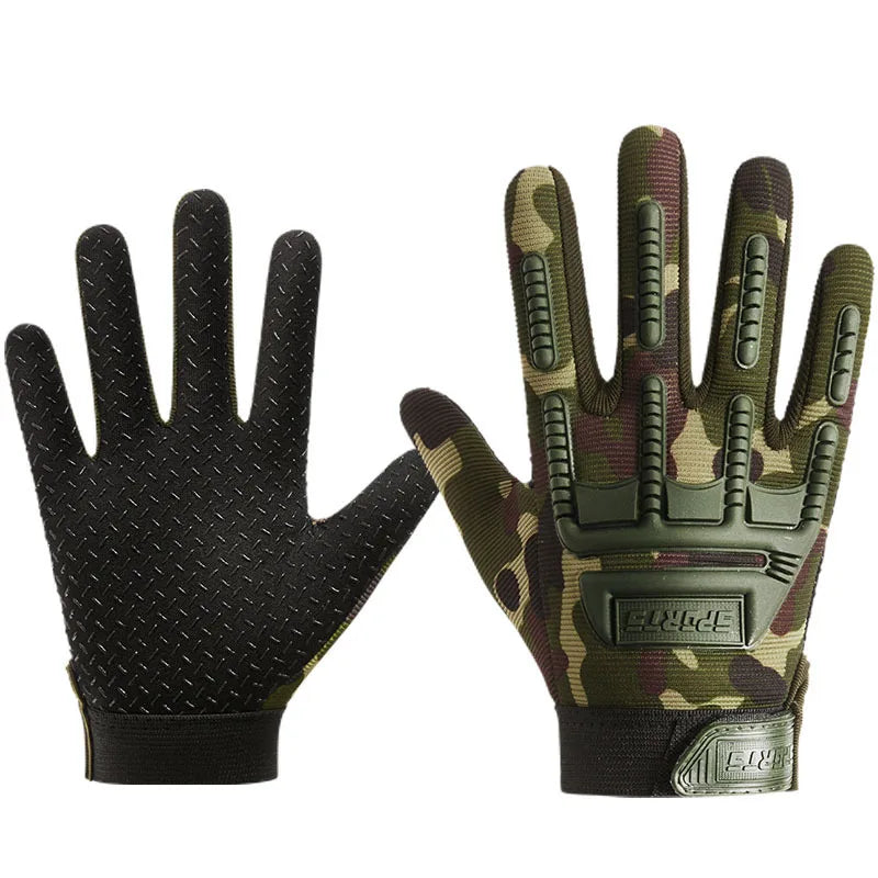 Children Gloves Cycling Boys Tactical Full Finger Gloves Camo Four Seasons Girls 2 to 7 Years Old Kids Anti-Slip Climbing Gloves