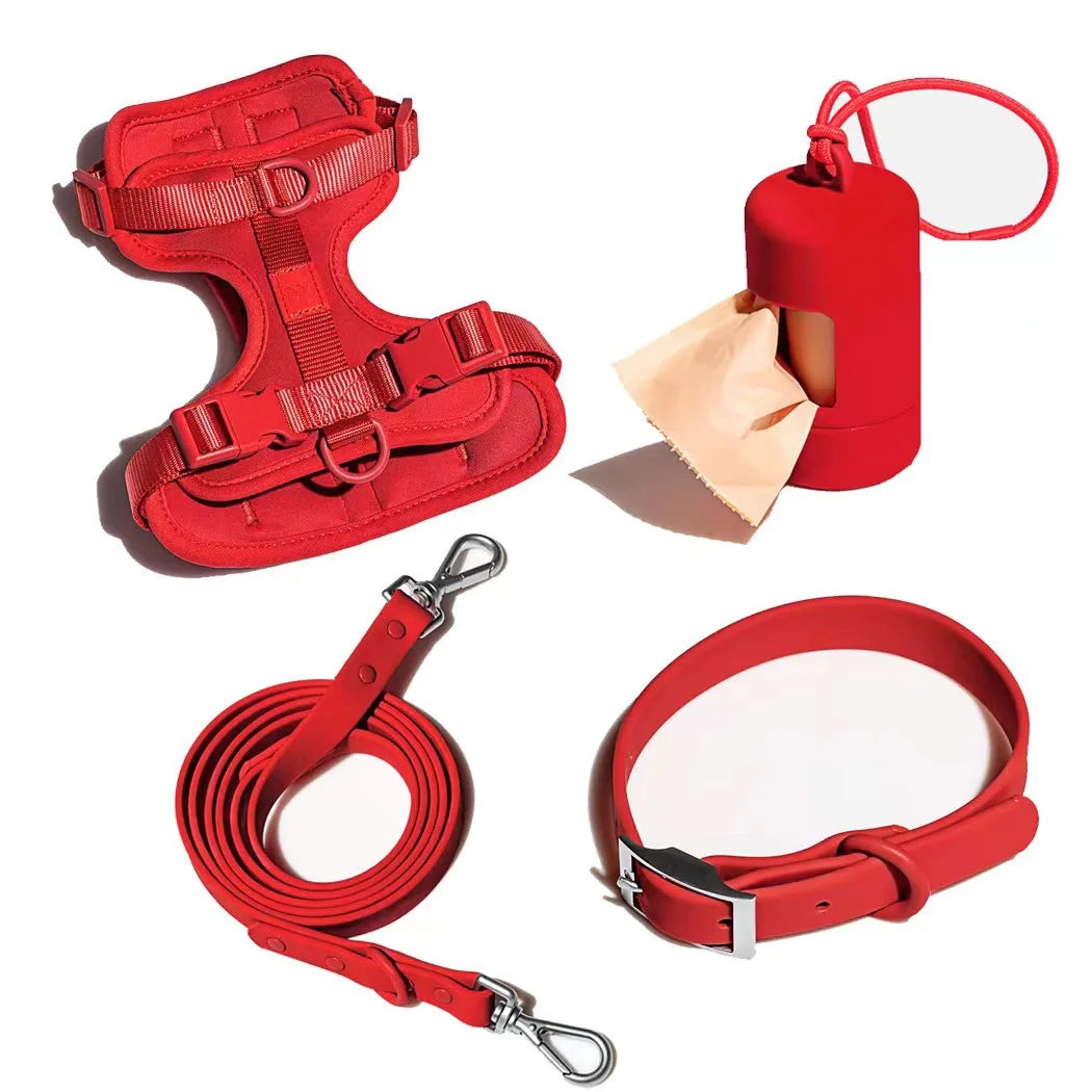 Pet Leash Anti-slip Breathable Collar Drawstring Chest Back Garbage Bag Storage Set Pet Travel Harnesses Supplies Accessories