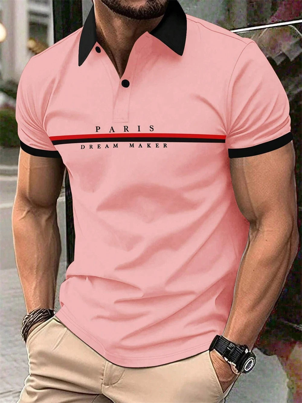 Letter Men's Summer Polo Shirt Breathable Golf Polo T-Shirt Sport Hiking Shirts Casual Work Short Sleeved Male Business Clothes