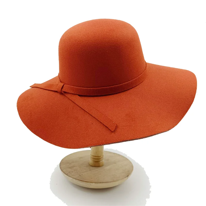 Women Hat  Autumn Winter Vintage Floppy Hat Women Elegant Felt Fedora Hat Wide Brim Sun Cap British Style Fedoras Felt Floppy