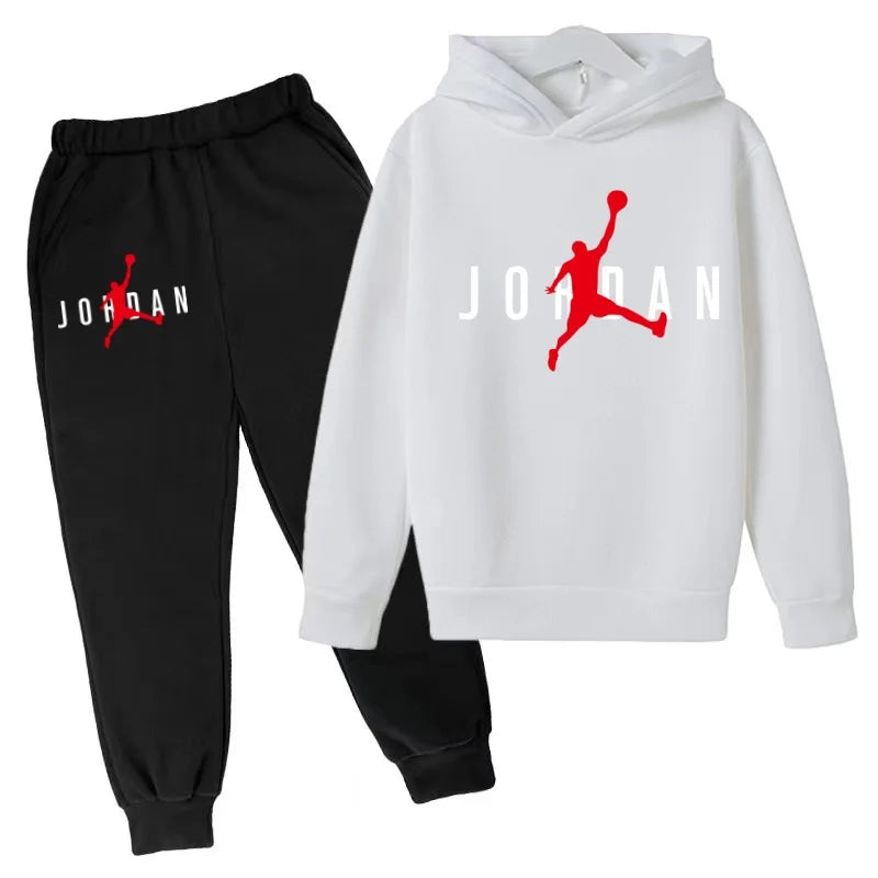 Kids Clothes Hoodie Basketball Letters Pullover Boy Girl 3-12Years Blue Sweatshirt+Black Pants Charming Leisure Brand Sports Set